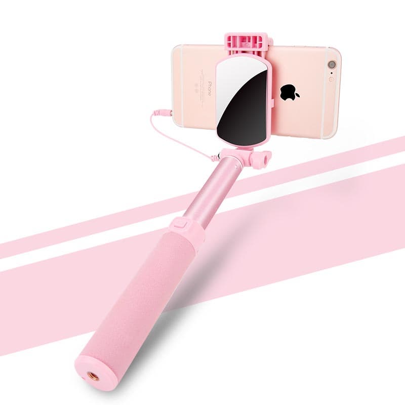 Aluminum Wired Selfie Stick Monopod Remote Shutter